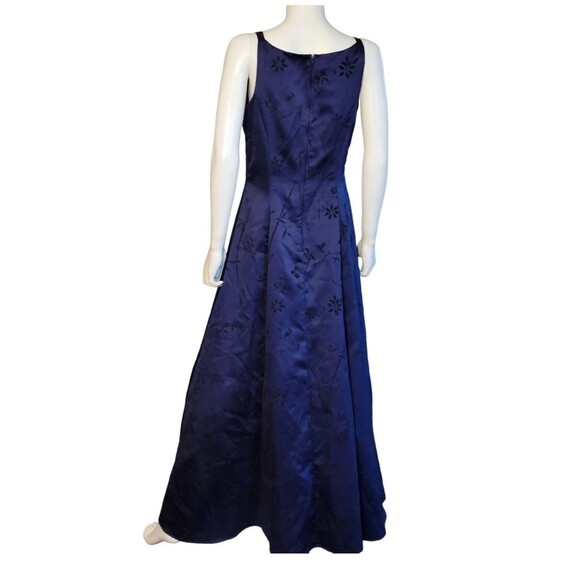 VTG Betsy & Adam by Jas Lene Maxi Dress Sz M Blue Black Velvet Foral Y2K Fairy - Picture 2 of 10